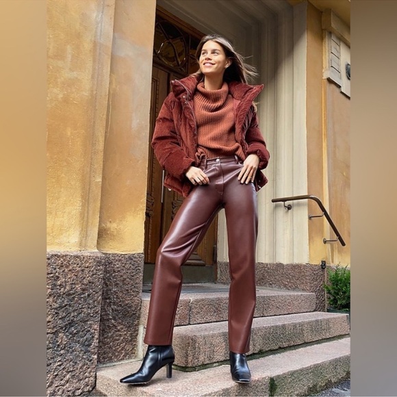 Aritzia Wilfred Melina High Rise Faux Leather Pants Size 0 - Picture 1 of 10
